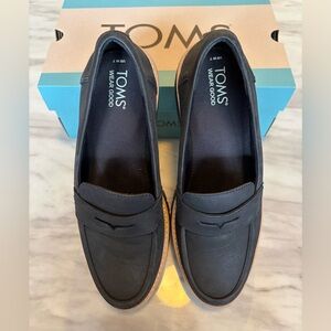 TOMS Black Leather Loafers